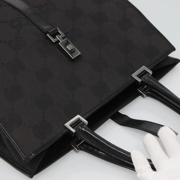 GUCCI GG Canvas Jackie Hand Bag Black Silver 002 1064 3444 Auth 1 - Picture 9 of 15